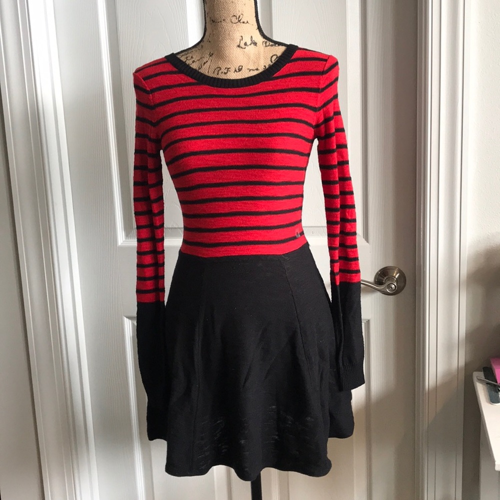 Black and red sweater dress